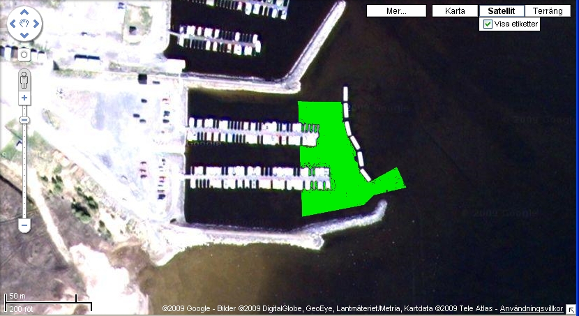 Satellitbild som visar det omr�de som ska muddras